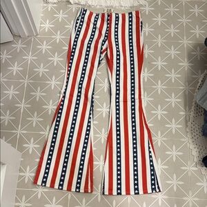 FP Movement by Free People Starry Striped Flare Pants - Red, White, Navy